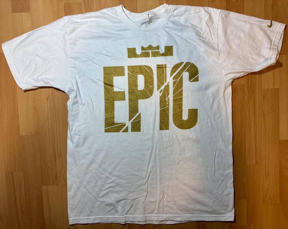 Miami Heat Shirt Mens Large Nike LeBron NBA Basketball Gold Graphic Tee
